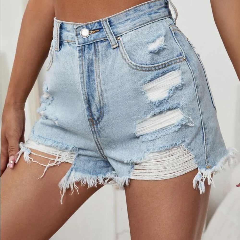 New in bag distressed/destroyed SHEIN denim cutoffs XL